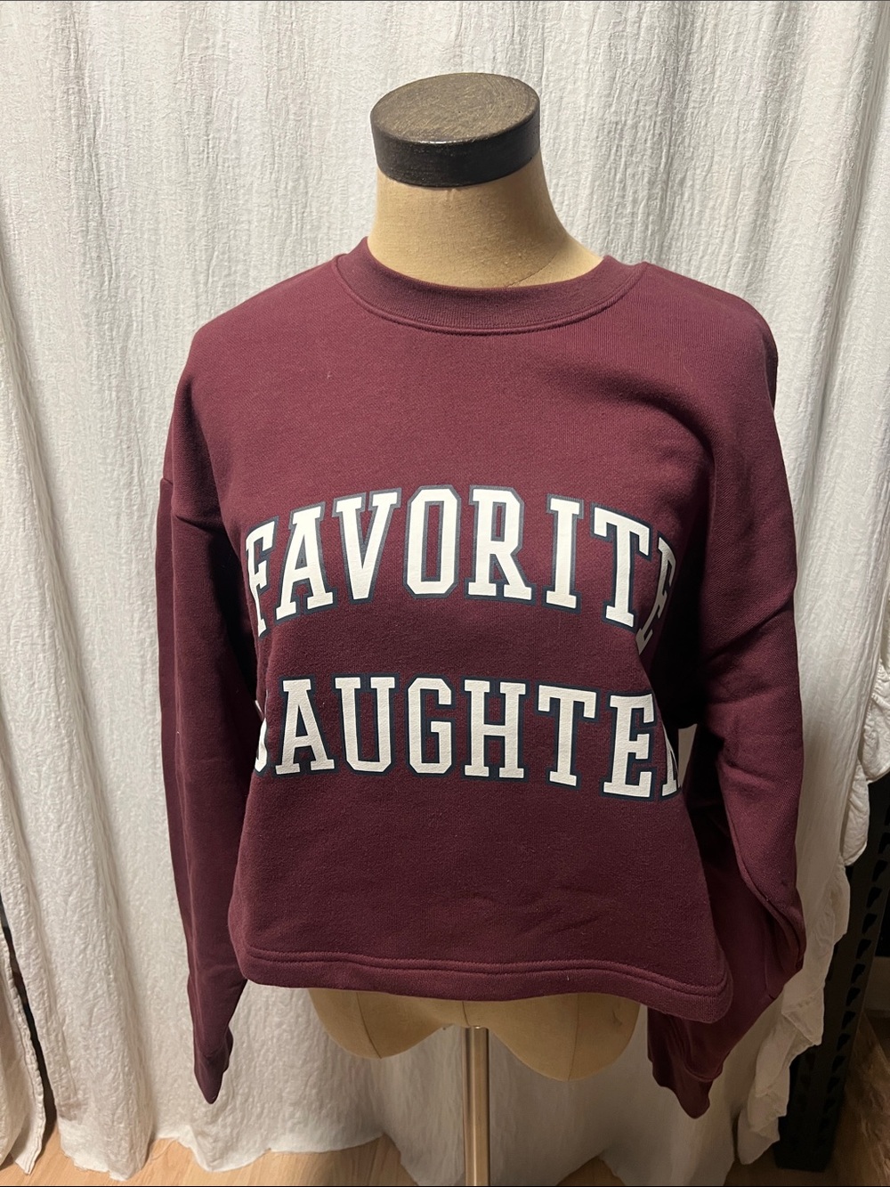 Favorite Daughter Wine Crewneck Sweatshirt with White Lettering